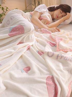 毯子床上用薄毯秋季薄款法兰绒珊瑚绒毯子加厚床单人午睡空调毯冬