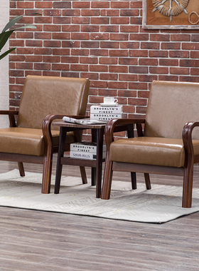 简约现代办公室休息区商务会客贵宾接待洽谈单人小沙发椅茶几组合
