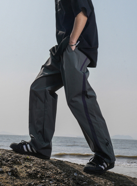 A024春季新款男士防泼水休闲裤系带撞色拼接青少年户外机能冲锋裤