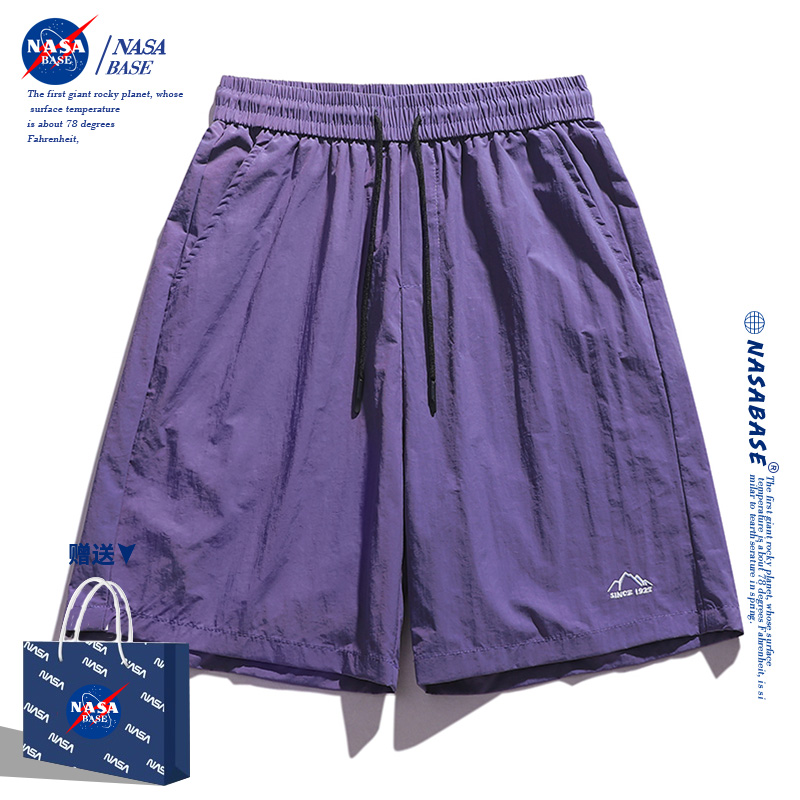 NASA联名户外速干裤夏季短裤男女潮牌运动中裤透气凉感学生五分裤