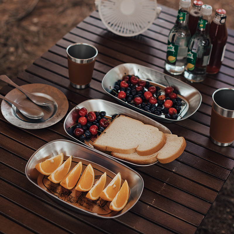 户外露营水果盘子复古ins便携野餐餐具零食餐盘套装美食野炊装备