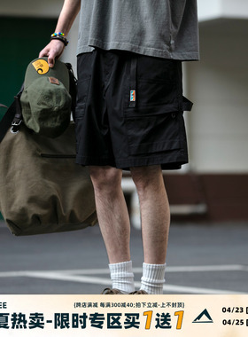 日系户外轻薄透气机能工装短裤男夏季新款双贴口袋防水速干五分裤