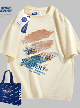 NASA联名夏季新款情侣百搭潮牌印花纯棉户外短袖T恤04