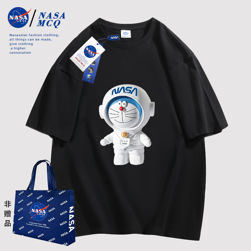 NASA 联名2024新款百搭小熊印花户外运动百搭纯棉情侣同款T恤HB