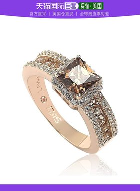 【美国直邮】suzy levian  戒指纯银设计玫瑰方形玫瑰金宝石珠宝