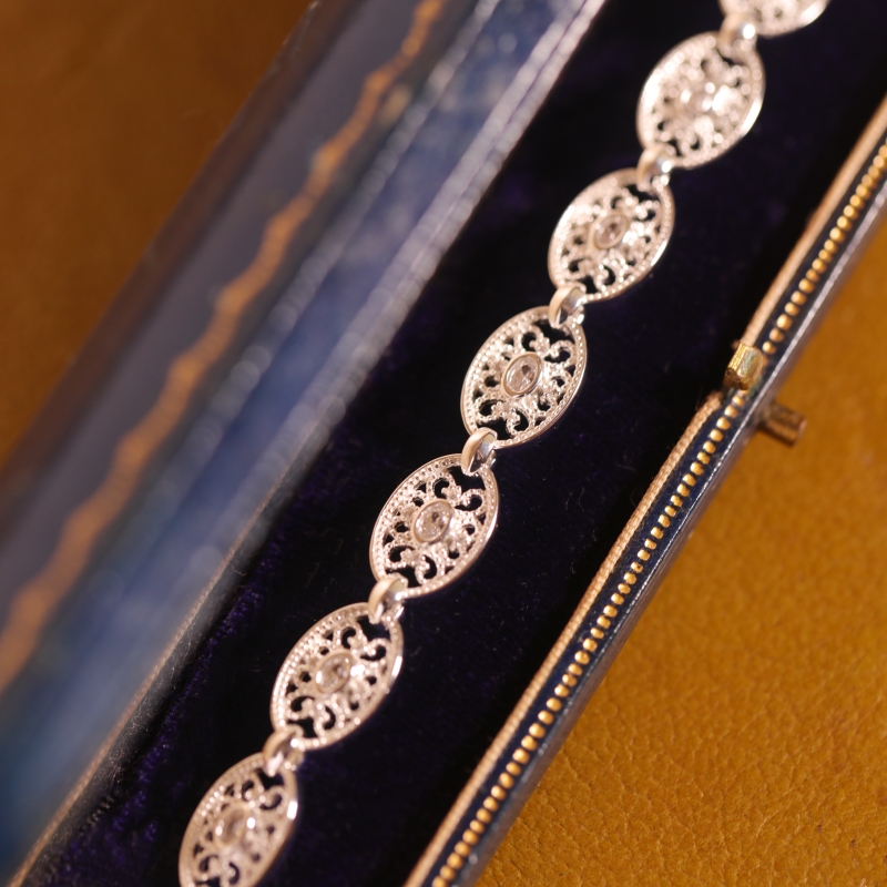 《织光》薾曼原创设计镂空蕾丝中古手链纯银小众复古百搭气质手环