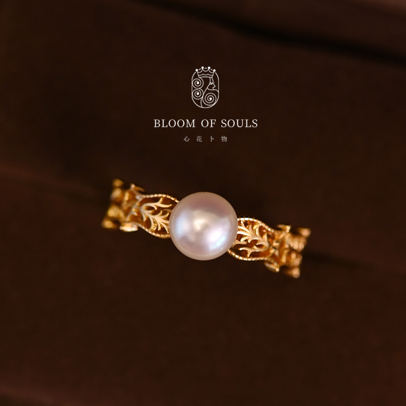 《仲夏藤蔓》天然淡水珍珠戒指小众设计可调节女时尚个性复古新