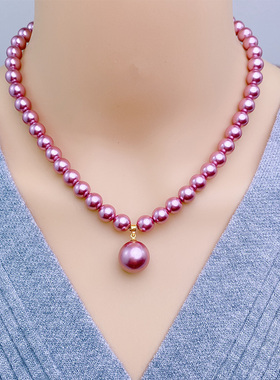 深海母贝珍珠项链女10mm珍珠配14mm高级感颈链送妈妈的生日礼物
