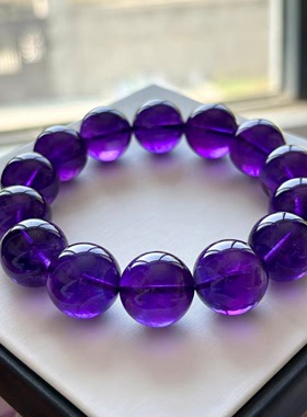 天然巴西紫水晶手链考试手串自产自销乌拉圭正品紫色水晶送女友