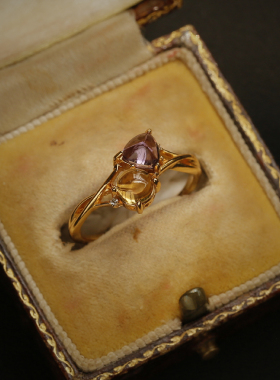 《宇宙级浪漫》薾曼原创设计戒指银镀金黄紫水晶星月银河宝石礼物