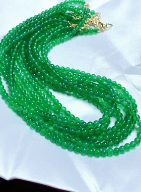 天然绿玛瑙绿玉髓项链小米珠帝王绿锁骨链