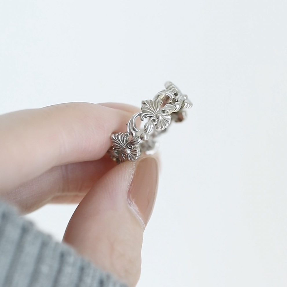 《鸢尾》有礼士多法式复古宫廷设计感精致小众纯银戒指环女气质