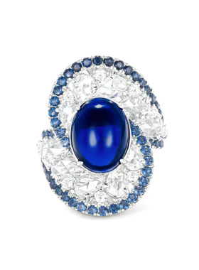 海的味道蓝色漩涡戒指 高定珠宝设计款蓝尖晶斯里兰卡蓝钻彩宝女