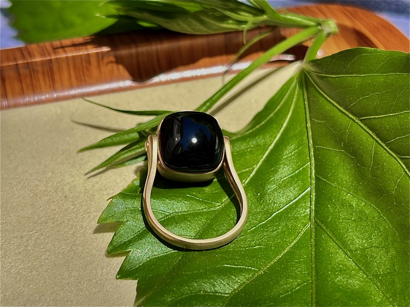 珠宝首饰戒指黑缟玛瑙戒指黑玛瑙小众高端设计