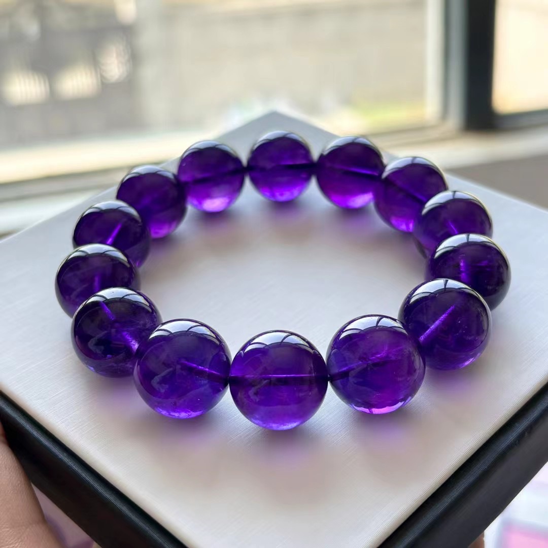 天然巴西紫水晶手链考试手串自产自销乌拉圭正品紫色水晶送女友
