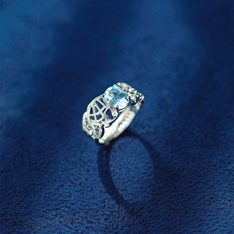《斗转星移》复古设计高级感轻奢气质精致托帕石纯银戒指环女春夏