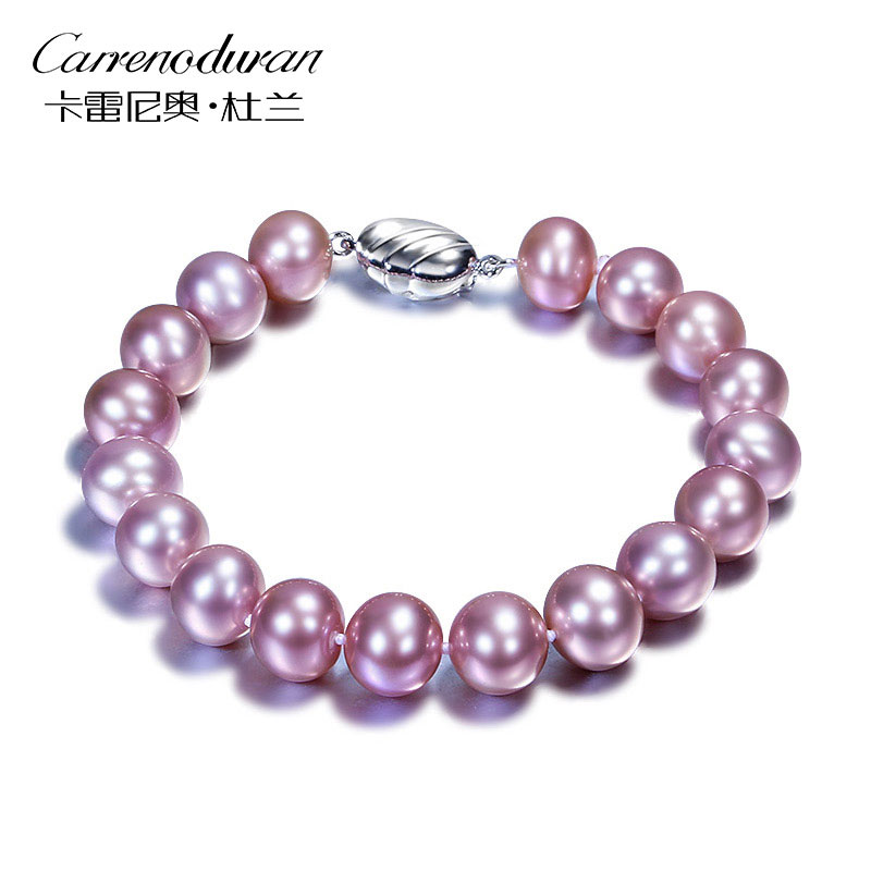 杜兰珠宝 妖紫色淡水珍珠手链正品近圆形女强光送妈妈母亲节礼物
