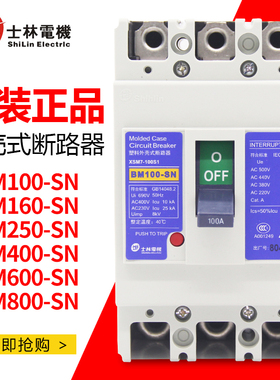 正品台湾士林塑壳式断路器BM100 160 250 400 600800SN空气开关3p
