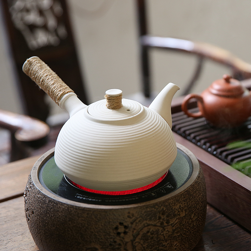 成竹茶器煮茶壶 陶瓷煮茶器泡茶煮水壶白泥电陶壶 功夫茶具烧水壶
