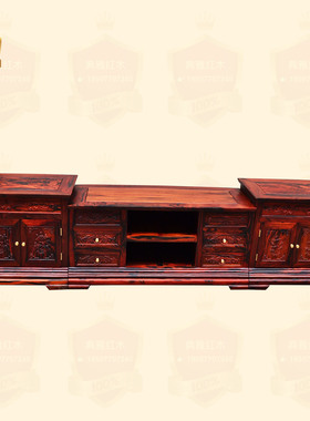 红木家具老挝大红酸枝电视柜 交趾黄檀客厅仿古中式三组合电视柜