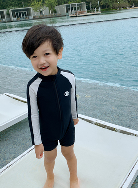 儿童泳衣男童长袖防晒速干连体温泉男宝宝婴儿帅气韩国中小童泳衣