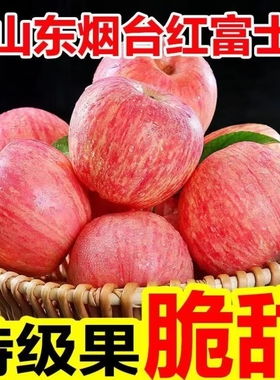 正宗山东烟台栖霞红富士苹果新鲜当季水果10斤现摘脆甜整箱顺丰