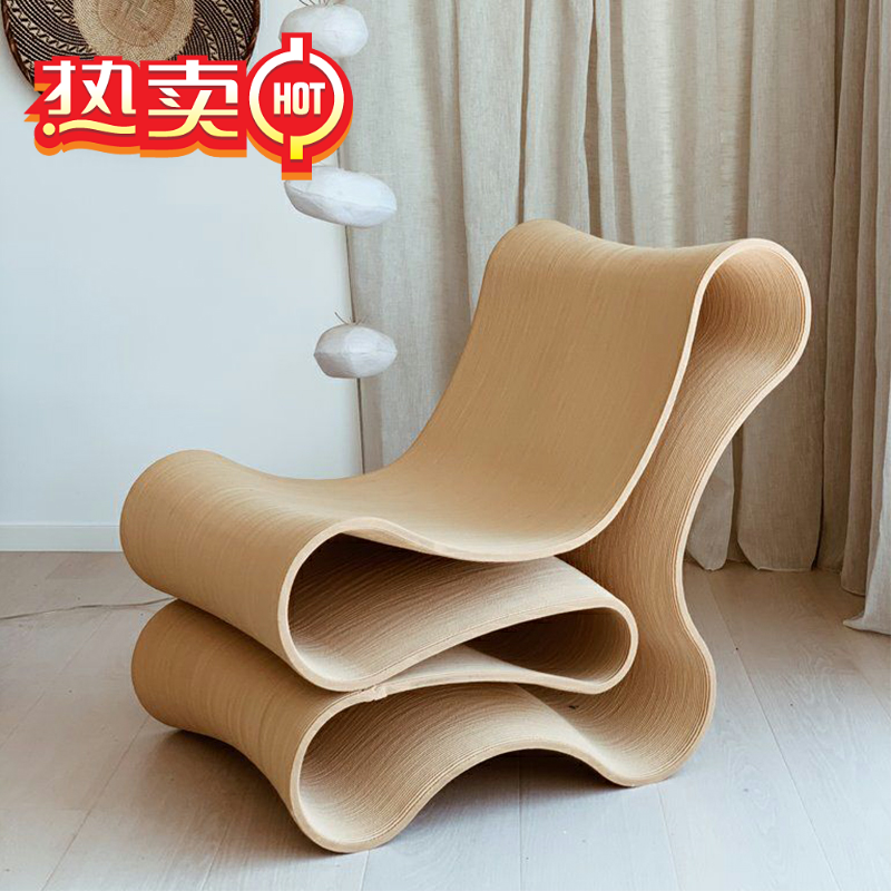 北欧玻璃钢面条椅创意异形折叠reform椅子艺术摩登休闲单人靠背椅