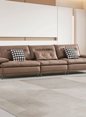 布雷尔意式极简科技布艺沙发2024新款客厅可调节靠背坐深直排沙发