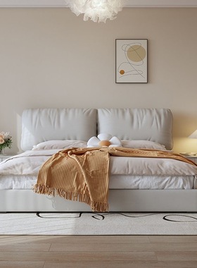大象耳朵软包床baxter现代简约轻奢网红床储物卧室大床多色实木床