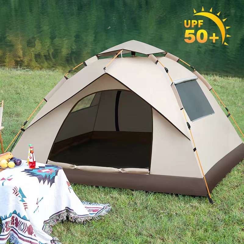 帐篷户外野餐露营便携式可折叠自动弹开黑胶防雨公园野外装备