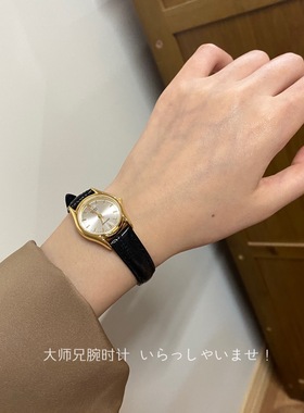 日本卡西欧*荔枝纹精刻度手表/女士小圆表/银棕色Casio气质复古