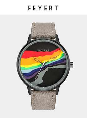 FEYERT彩虹艺术设计ins风酷简约撞色个性大气潮流手表大表盘女