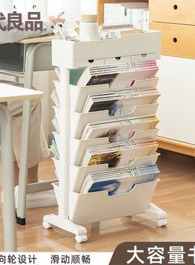多功能书桌旁收纳置物架可移动带轮学生教室书本收纳神器桌边书架