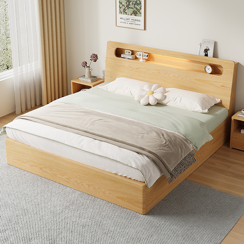 实木床现代简约经济型储物床大床1.5m家用卧室双人床1.8m单人床架