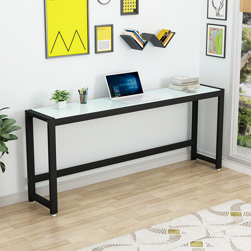 钢化玻璃长条桌简约长方形桌子简易电脑窄桌靠墙书桌经济型卧室定