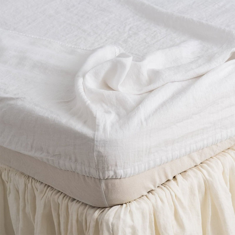 裸睡主义 纯色法国麻舒适床笠 水洗亚麻防螨抑菌床罩床上用品定制