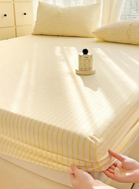 夏季床笠简约纯色床上用品床垫保护罩全包防尘防滑床罩三件套柔软