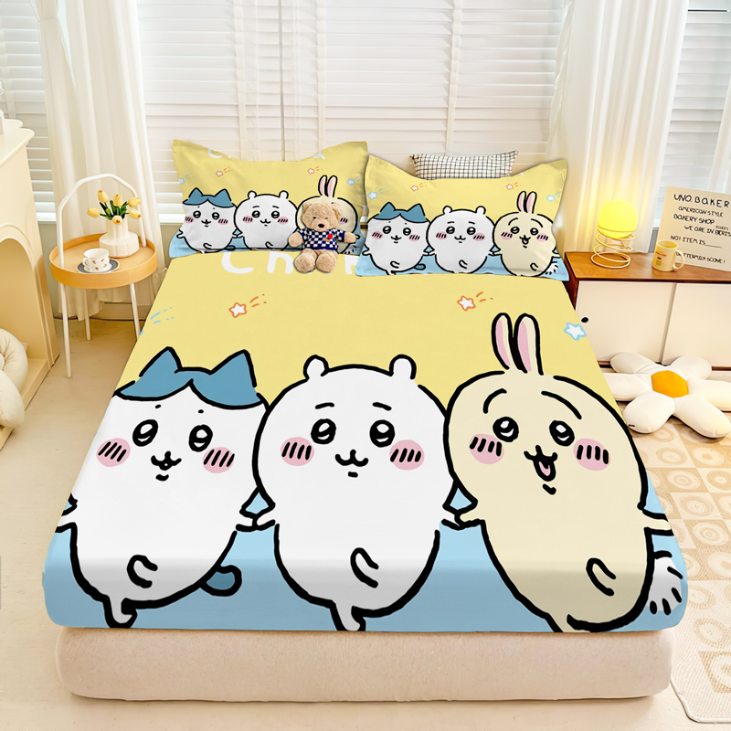 chiikawa卡通可爱床笠单品床罩席梦思床垫套保护罩儿童房床上用品