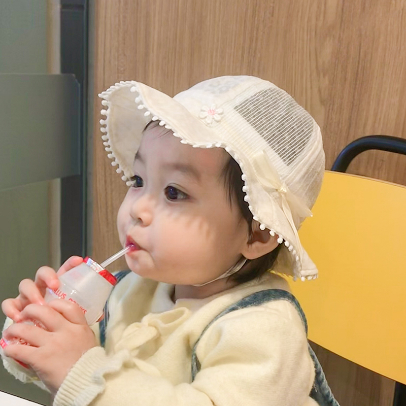 婴儿公主帽夏季薄款遮阳帽可调节防晒太阳帽婴幼儿春秋女宝宝帽子