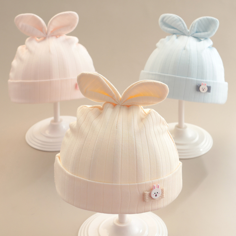 日本进口初生婴儿帽子纯棉新生儿胎帽春秋冬季薄款女童婴幼儿可爱