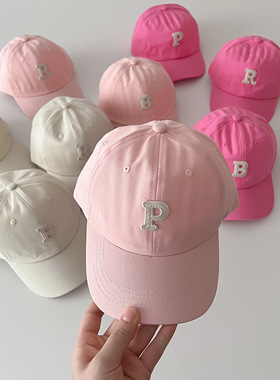 韩国爆款粉色系春夏儿童棒球帽薄款新款洋气简约字母女童鸭舌帽子
