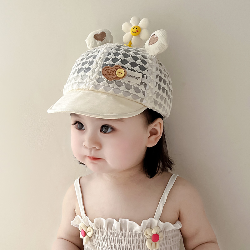 女宝宝帽子夏季薄款全网软檐婴儿遮阳帽小女孩可爱女童防晒鸭舌帽