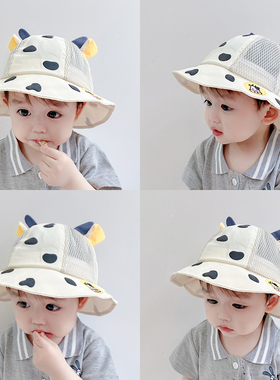 宝宝帽子夏季薄款婴儿男童女童遮阳帽儿童防晒帽渔夫帽夏款太阳帽