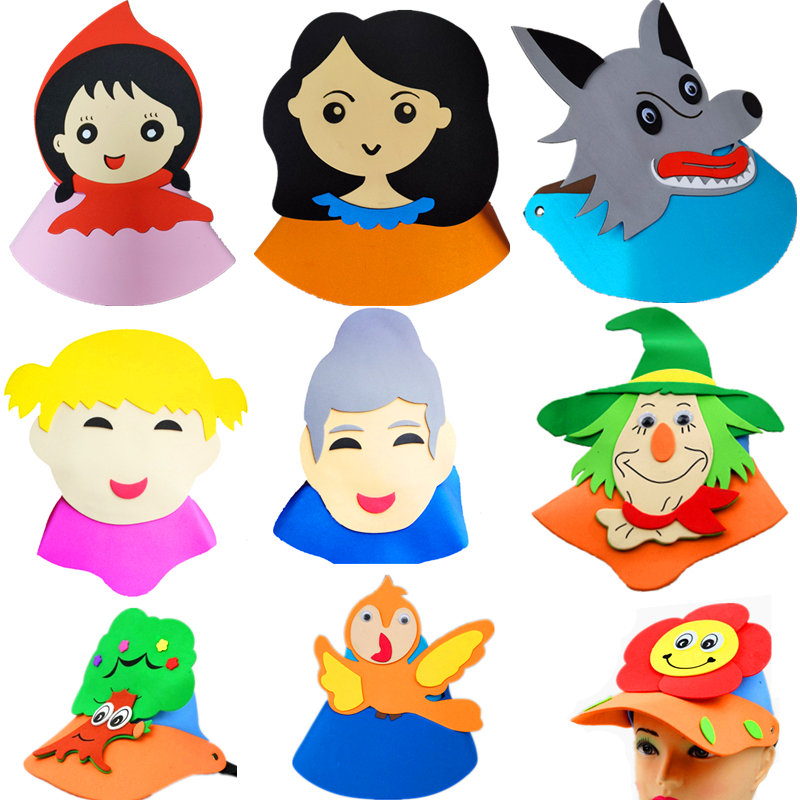 小红帽和大灰狼头饰童话故事表演道具儿童帽子姑娘老奶奶猎人头套