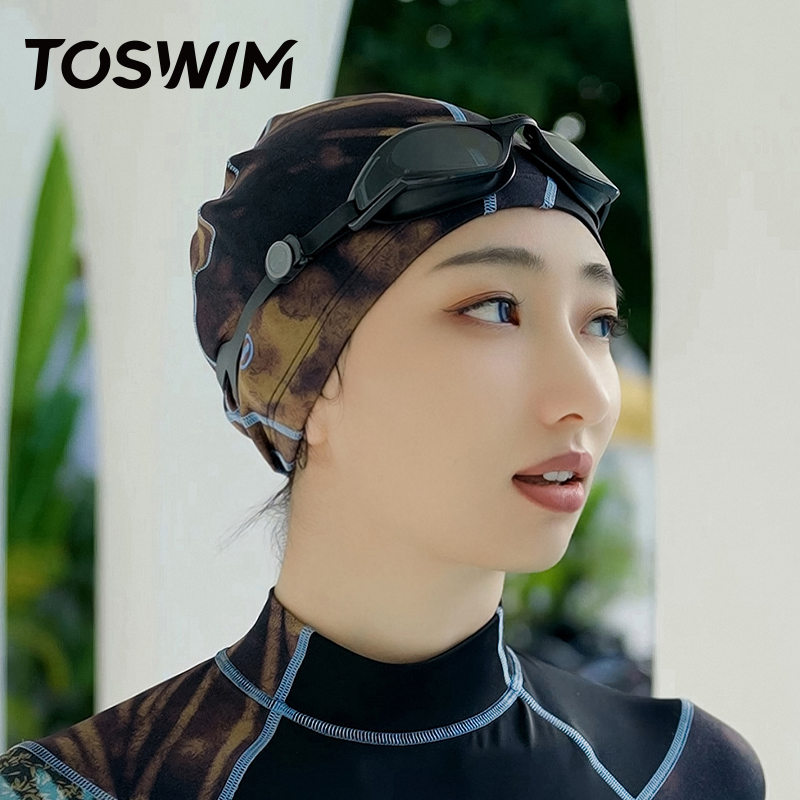 TOSWIM游泳布帽男女舒适不勒头长发大头围游泳专业帽子女士游泳帽