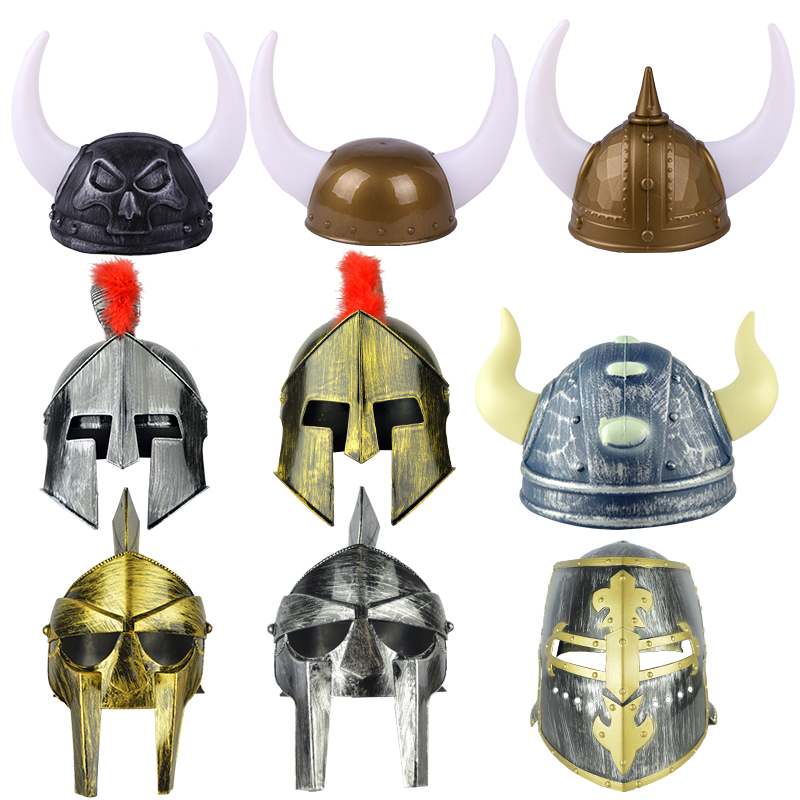 万圣节道具斯巴达勇士头盔古代战士中世纪古罗马武士铠甲表演帽子