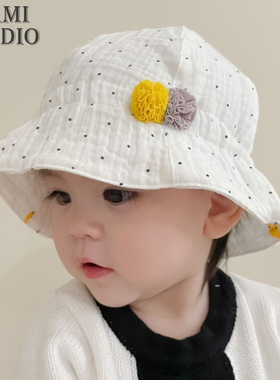 婴儿帽子春秋纯棉渔夫帽婴幼儿胎帽新生儿可爱遮阳帽双面太阳帽