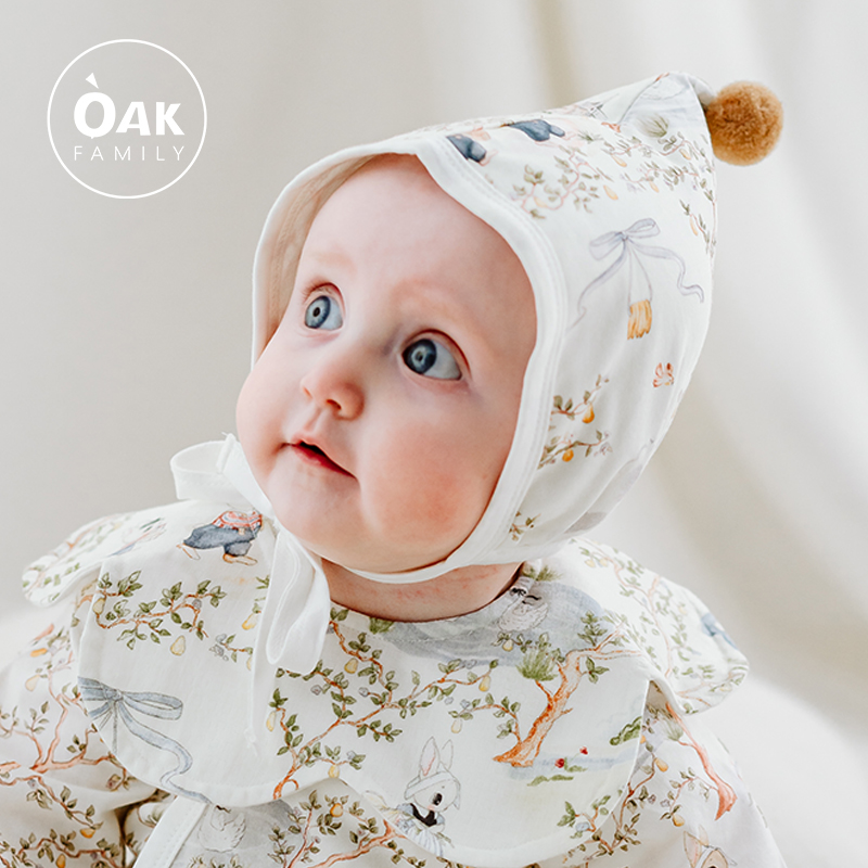 Oak Family新生儿胎帽夏季宝宝护囟门帽0一3月可爱初生婴儿帽子