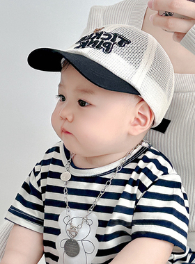 一岁男宝宝帽子夏季婴幼儿童棒球帽卡通鸭舌凉帽遮阳太阳网帽透气