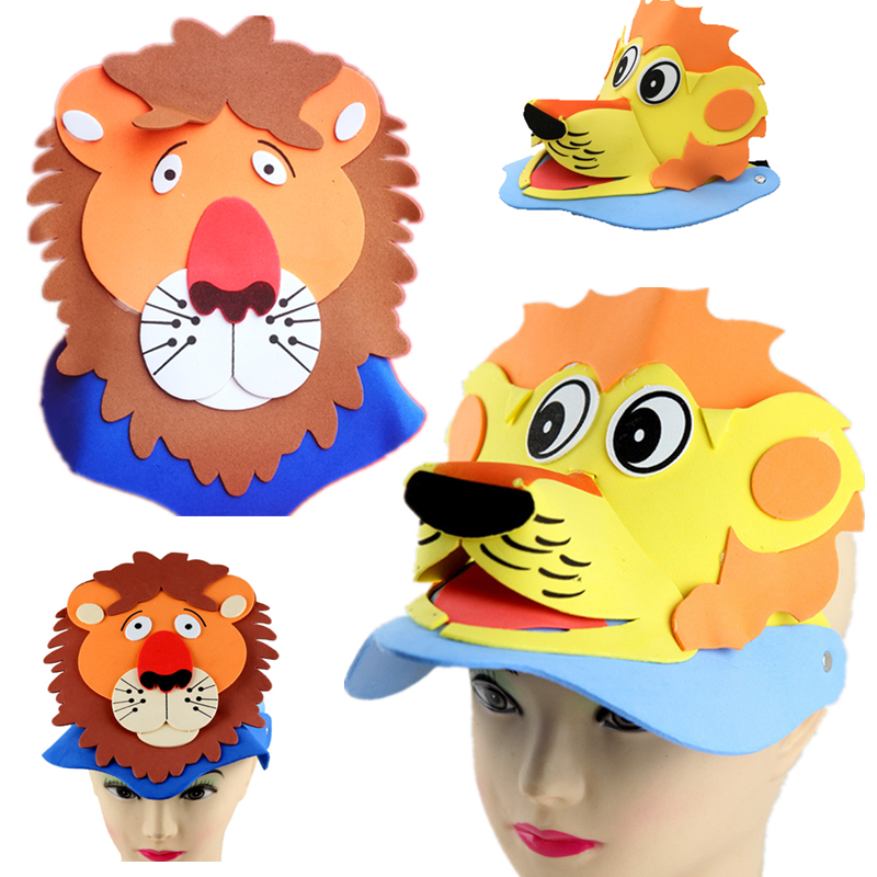小狮子头饰幼儿园表演道具儿童帽子雄狮动物头套运动会活动用品ev